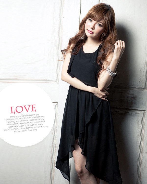 BM70365 Lovely Chiffon Dress Black