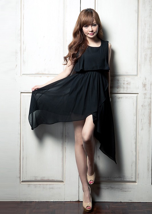 BM70365 Lovely Chiffon Dress Black