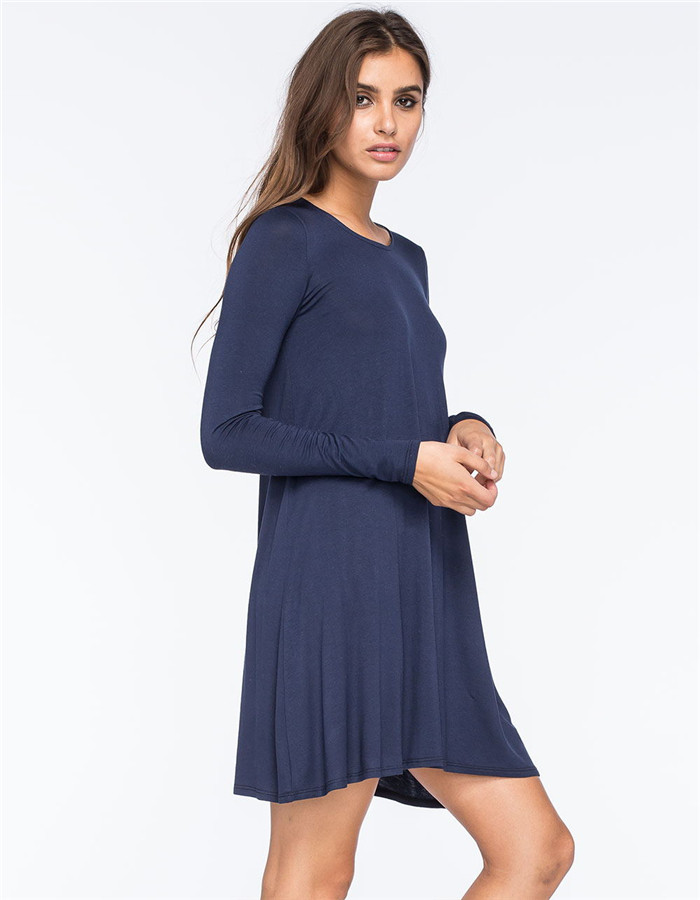 BM70369 Fashion Loose Dress Dark Blue