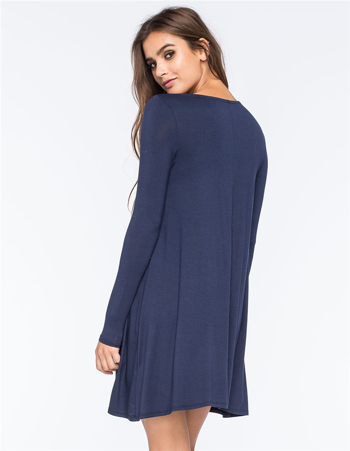 BM70369 Fashion Loose Dress Dark Blue