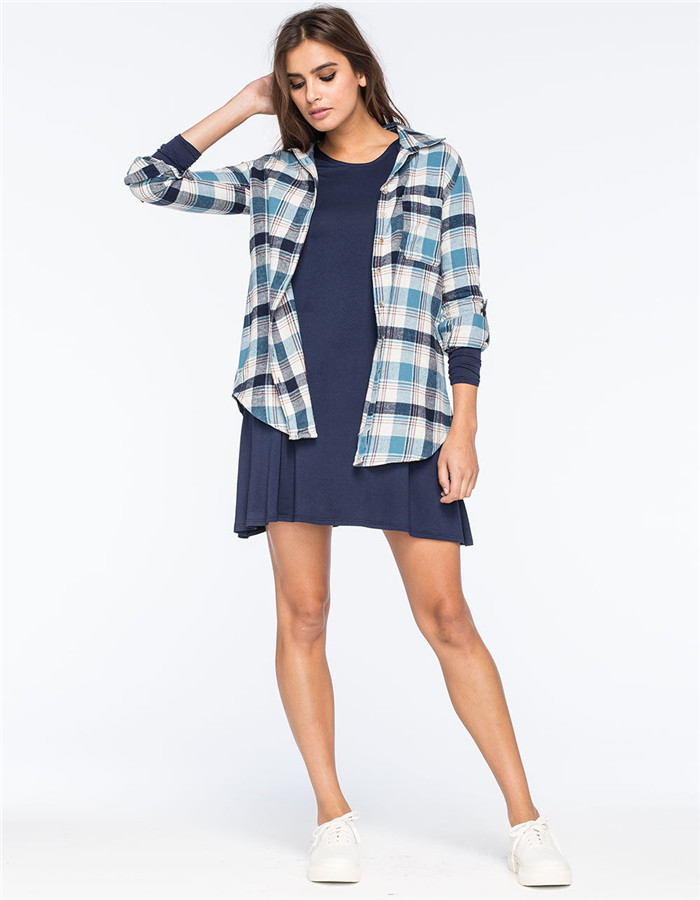 BM70369 Fashion Loose Dress Dark Blue