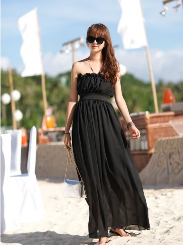 SWK91022 Stylish Tube Dress Black