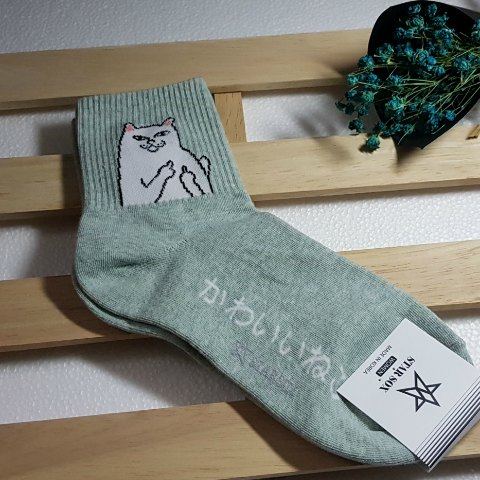 SJNMS20A - Crew Socks (Cat Grey)