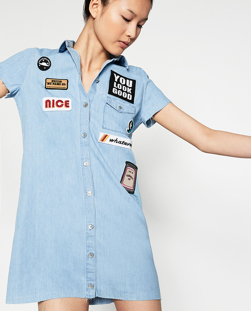 BM70844 Stylish Denim Dress Light Blue