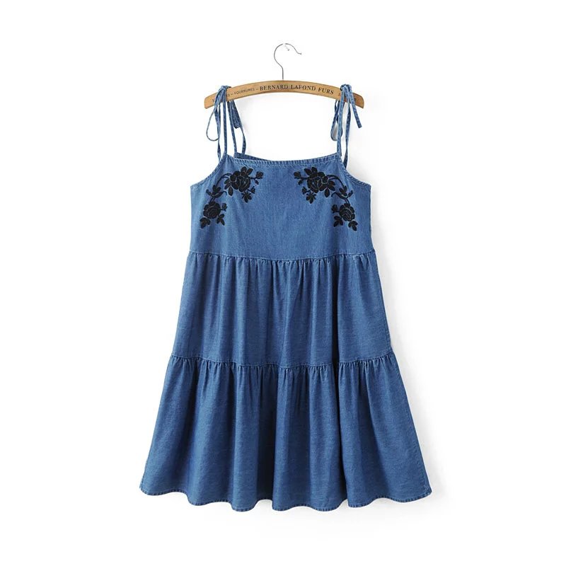 BM70845 Trendy Denim Dress Blue