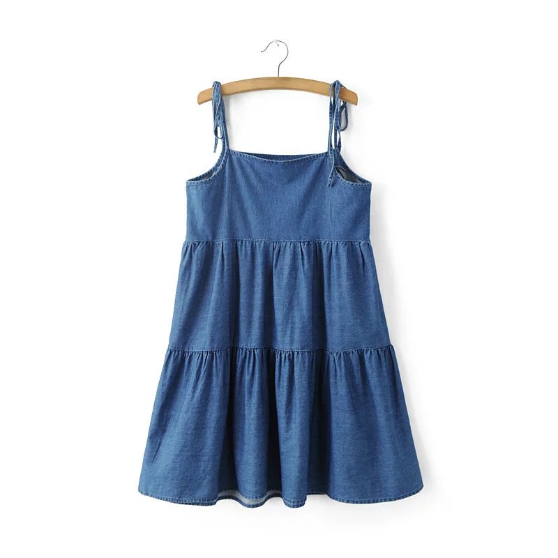 BM70845 Trendy Denim Dress Blue