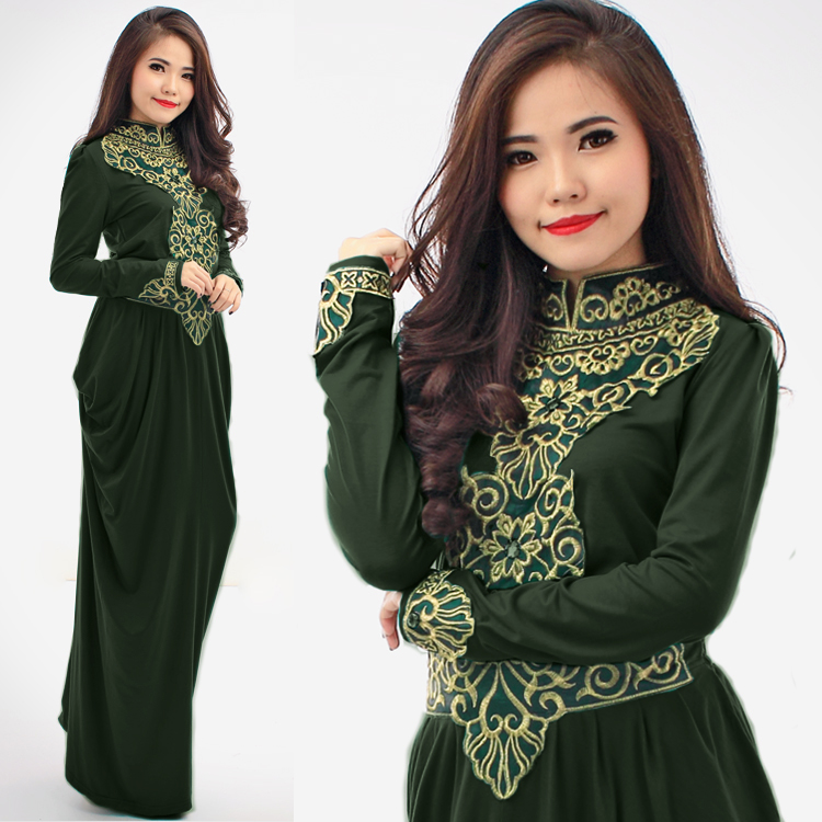 JW5002 Korea Jubah Dress Dark Green