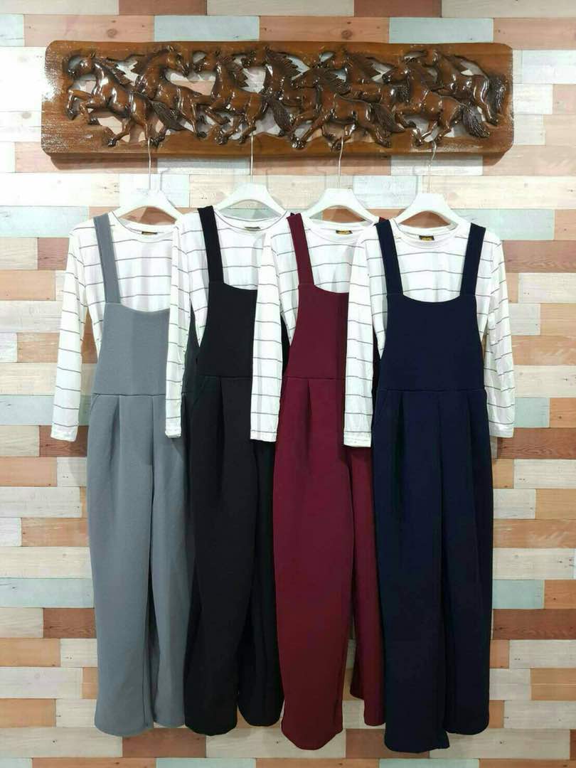 JW5026 Stripe Inner Jumpsuit Maroon