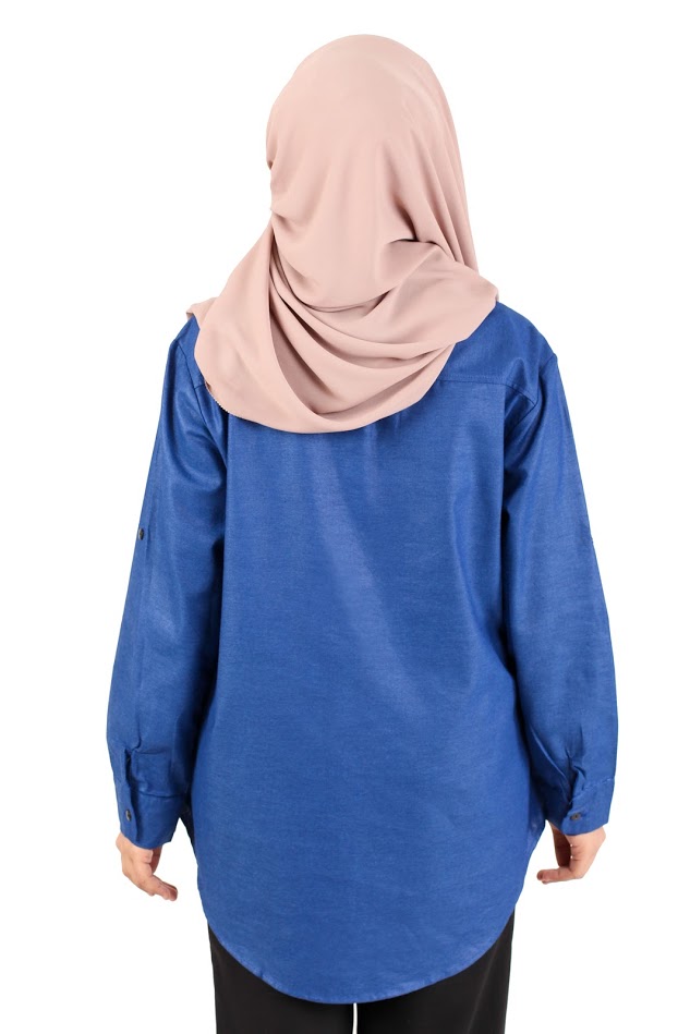 QA-363 Casual Half Button Shirt Royale Blue