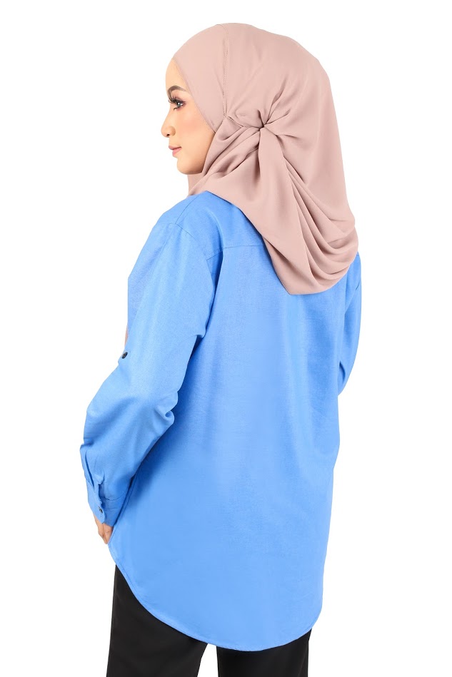 QA-363 Casual Half Button Shirt Sky Blue