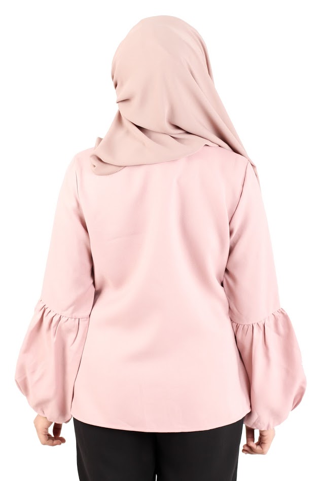 QA-365 Muslimah Lace Blouse Dust Pink