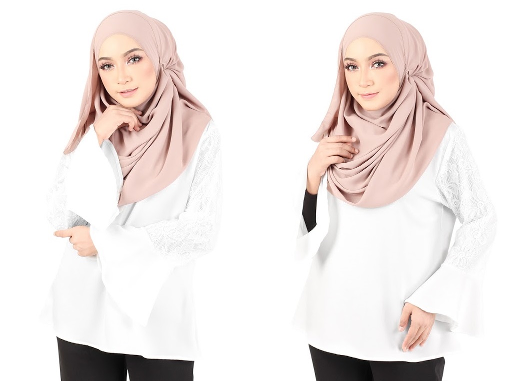 QA-366 Muslimah Flounce Sleeves Blouse White