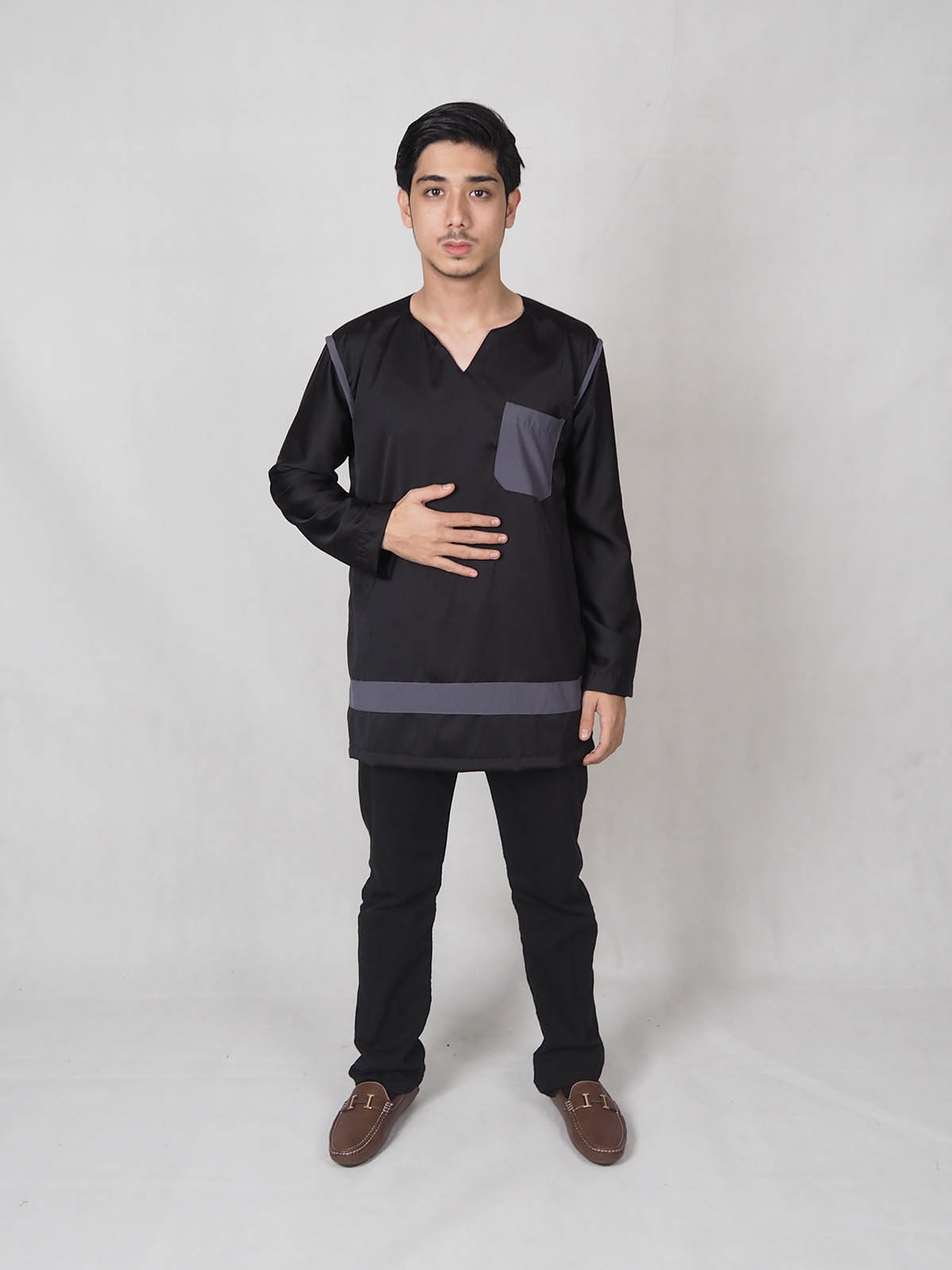 SW4886 Men Kurta (Plus Size) Black