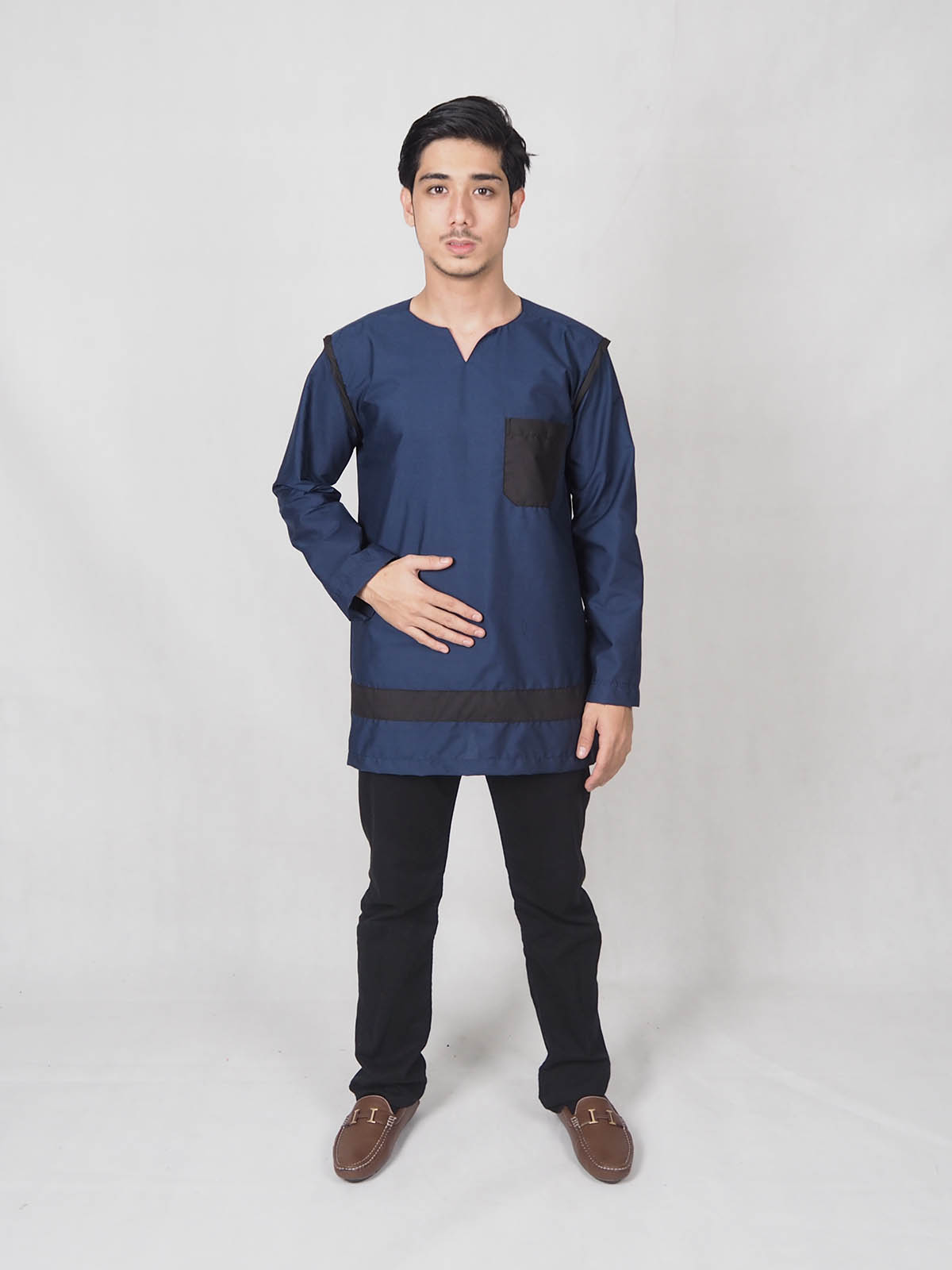 SW4886 Men Kurta (Plus Size) Navy