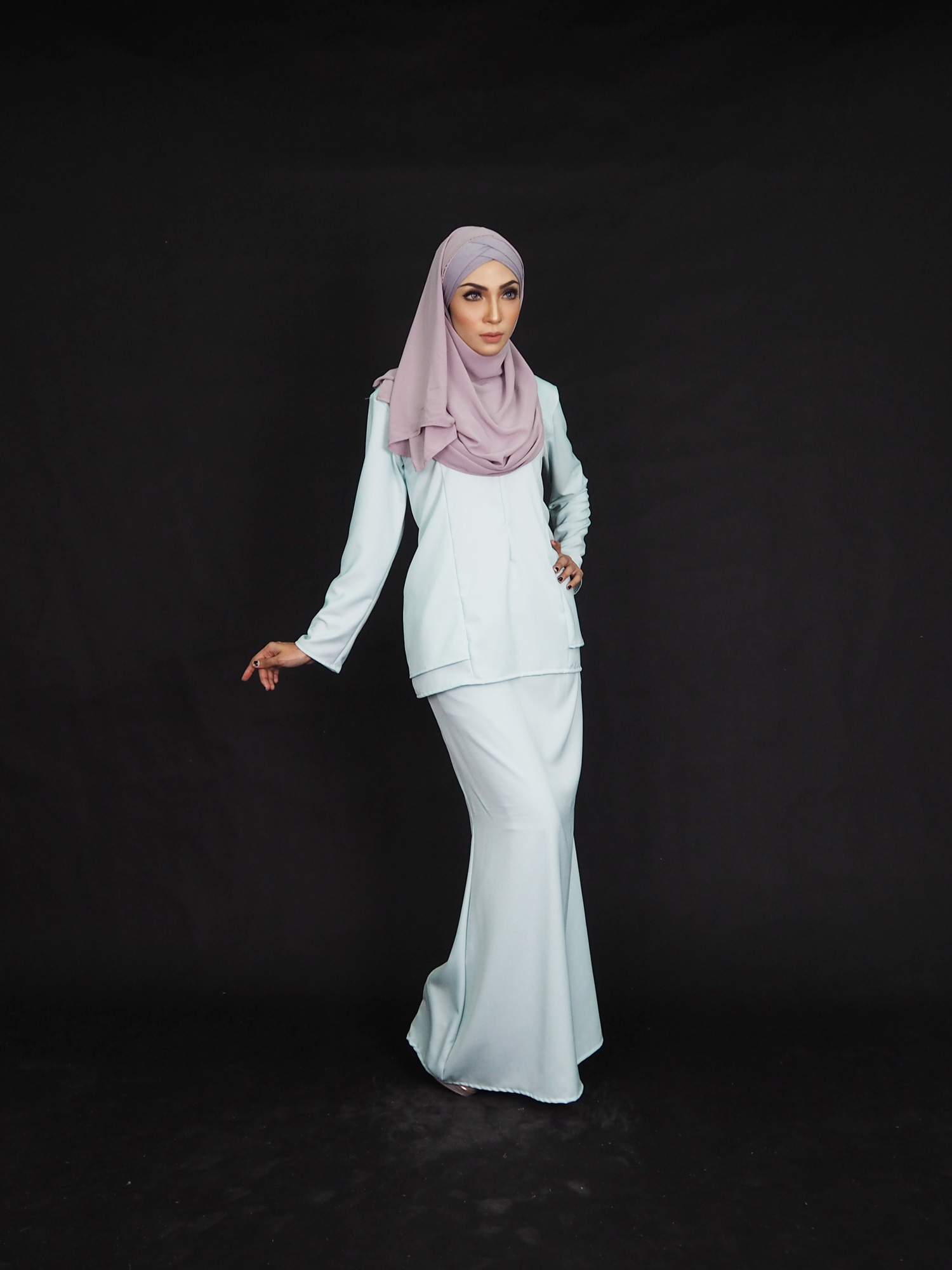 SW4889 Baju Kurung (Plus Size) Light Blue