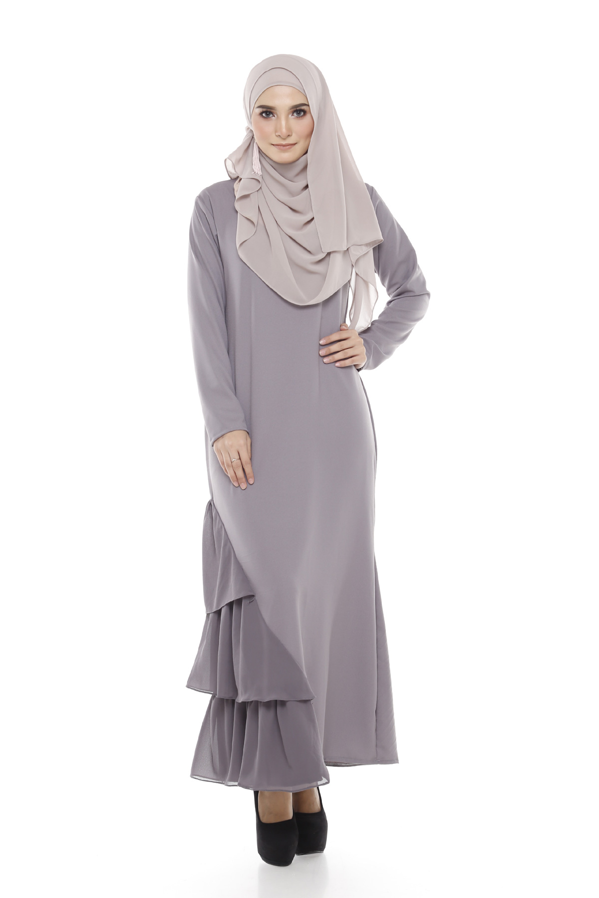 SW4891 Baju Kurung (Plus Size) Grey