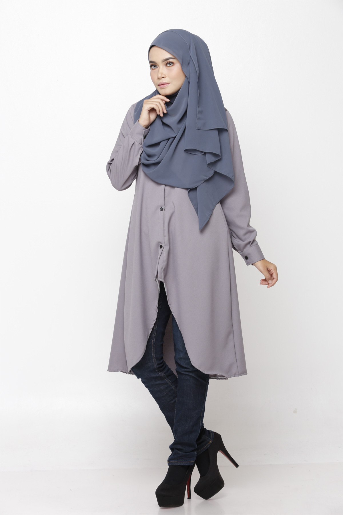 SW4893 Fashion Blouse (Plus Size) Grey