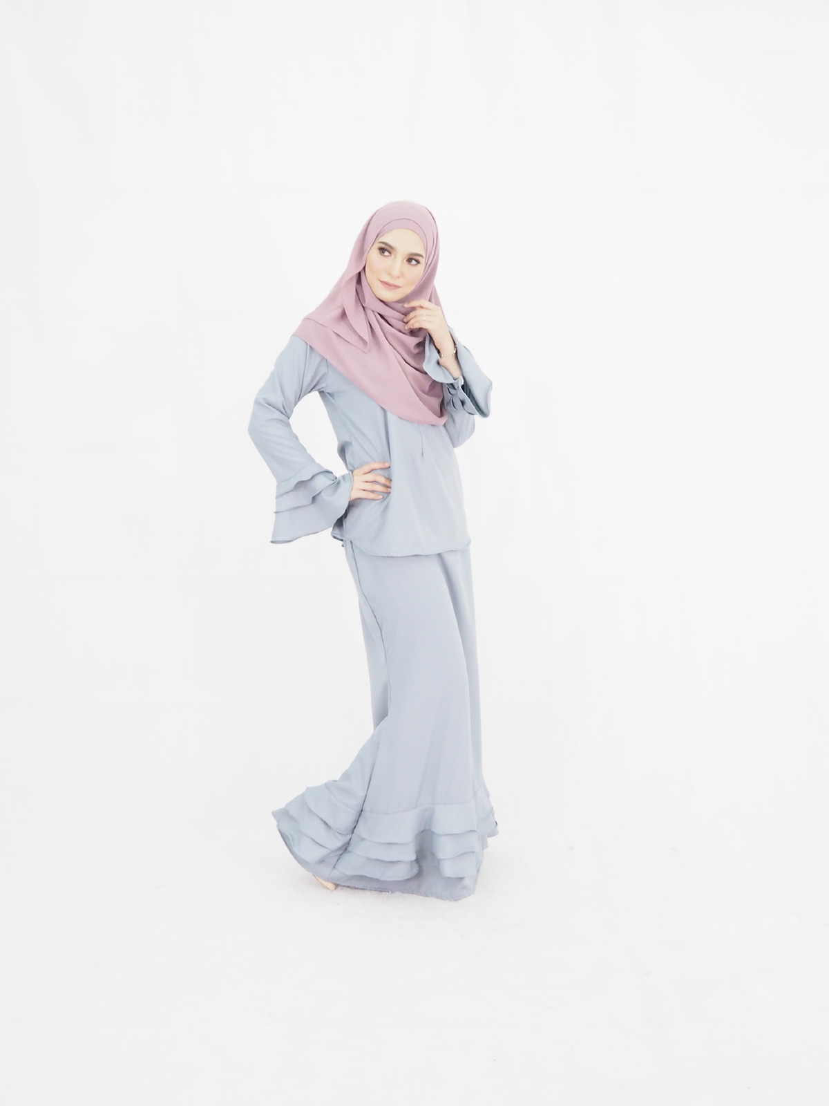 SW4896 Fashion Baju Kurung Grey