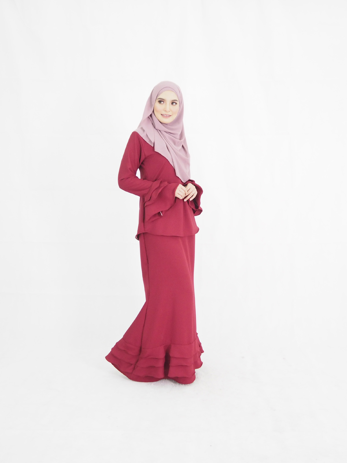SW4896 Fashion Baju Kurung Maroon