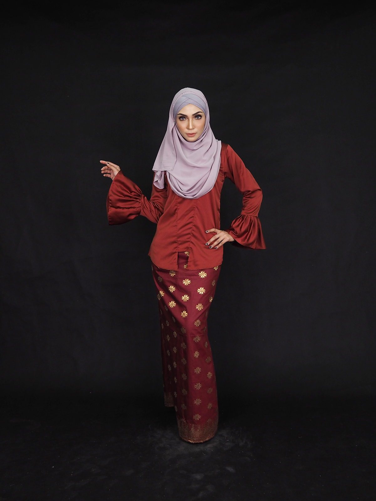 SW4915 Stylish Baju Kurung Maroon