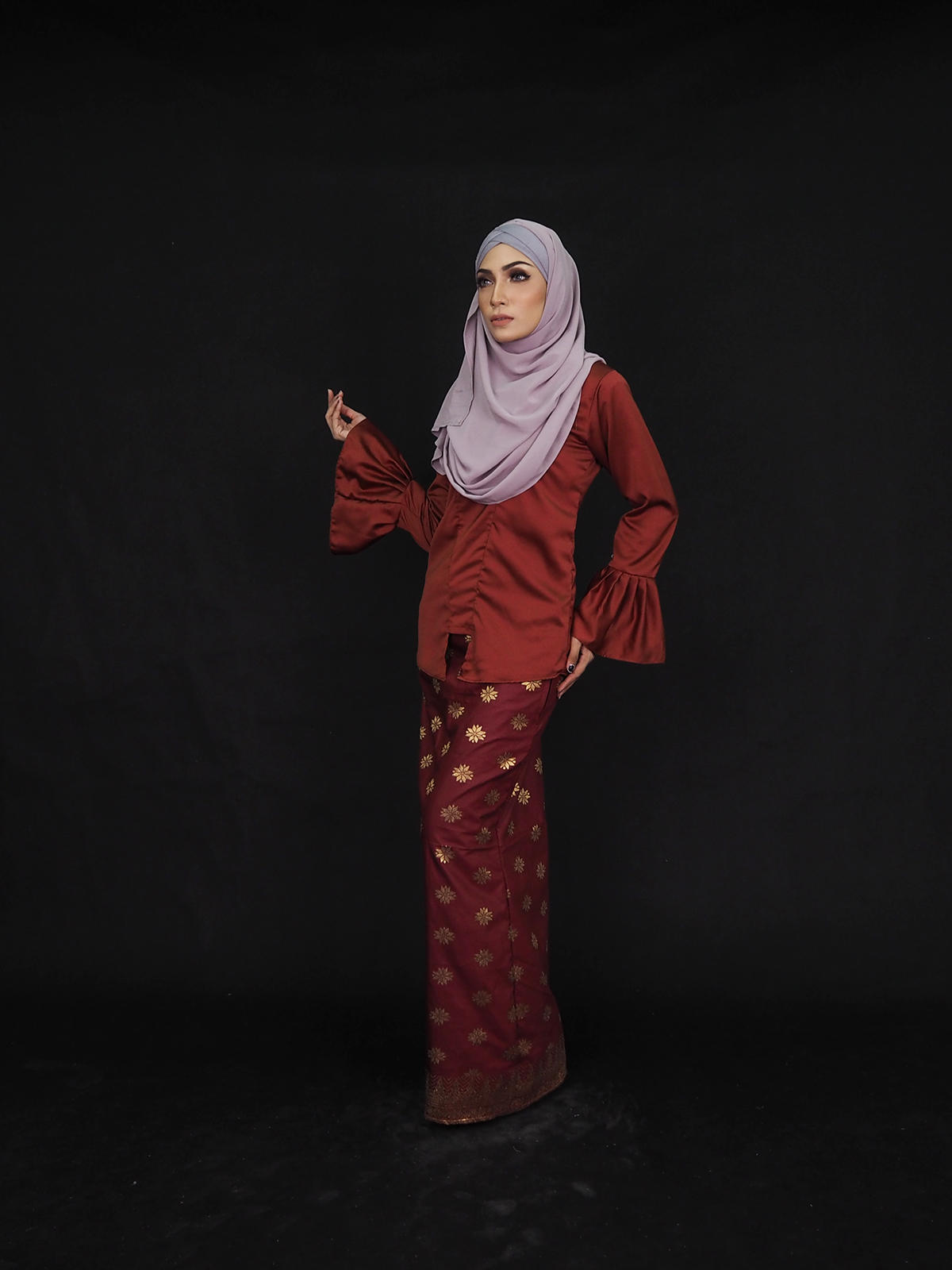 SW4915 Stylish Baju Kurung Maroon