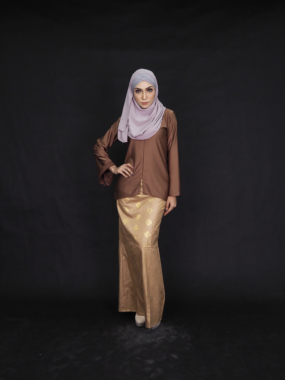 SW4916 Trendy Baju Kurung Brown