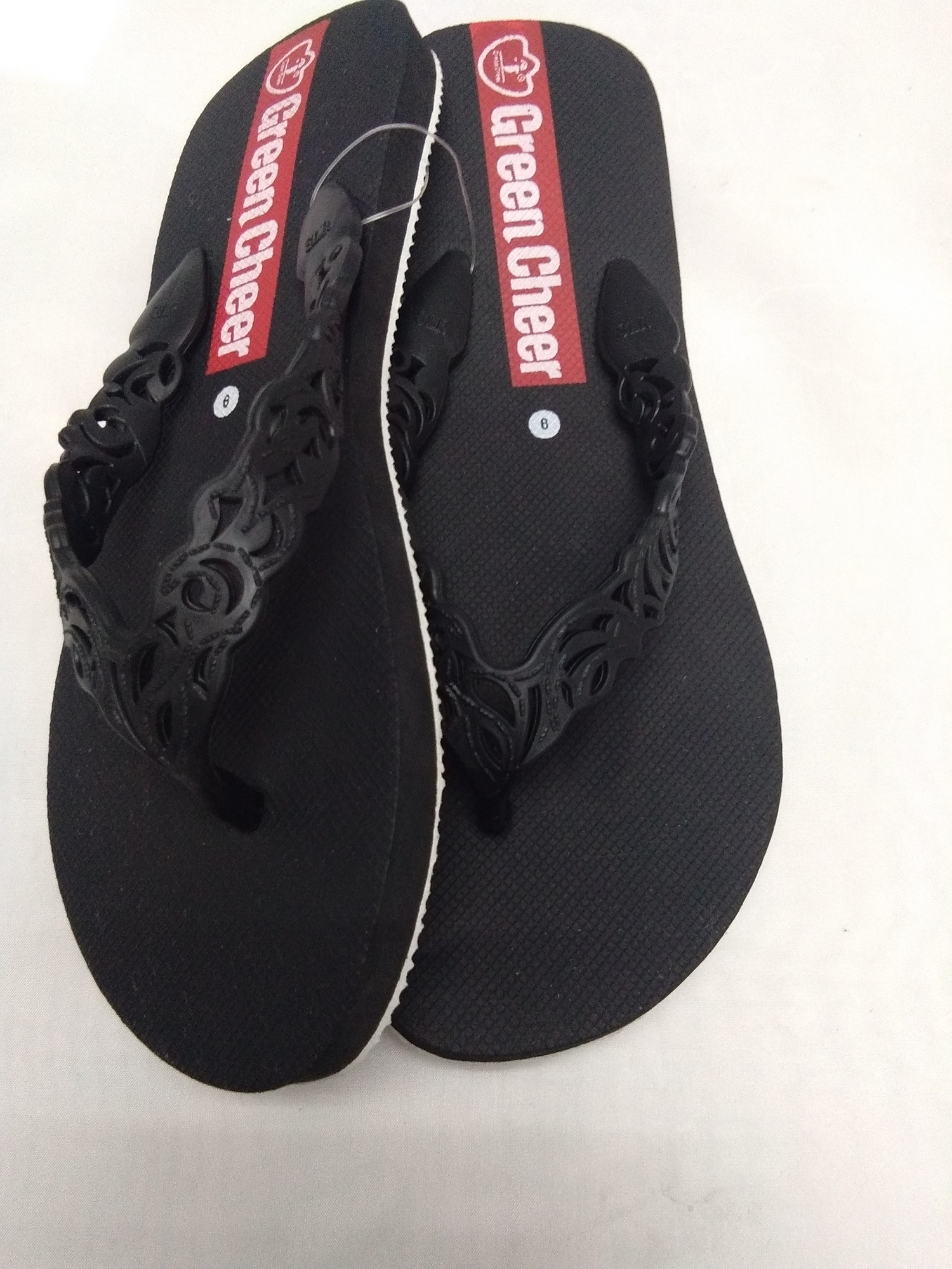 1012 GREEN CHEER WOMEN SLIPPER FLIP FLOPS GCW-17 (BLACK COLOR)