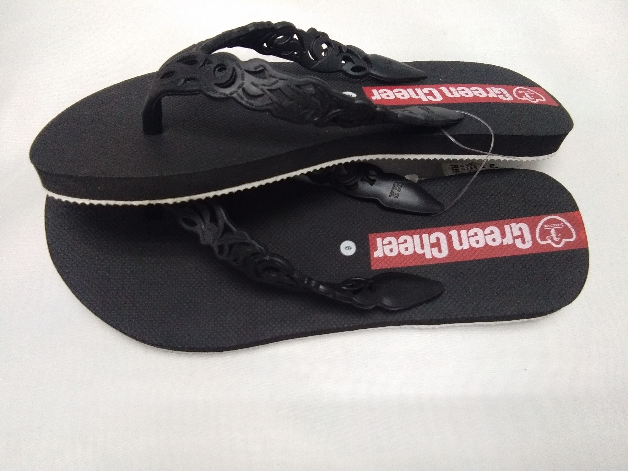 1012 GREEN CHEER WOMEN SLIPPER FLIP FLOPS GCW-17 (BLACK COLOR)