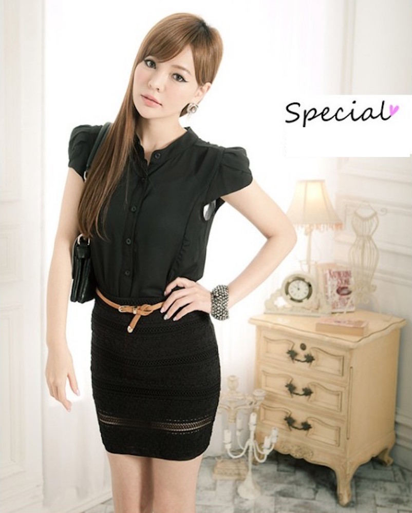 WT21231 Stylish OL Top Black