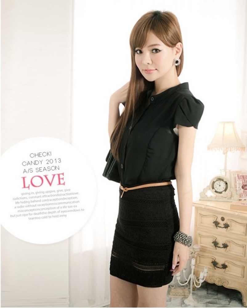 WT21231 Stylish OL Top Black