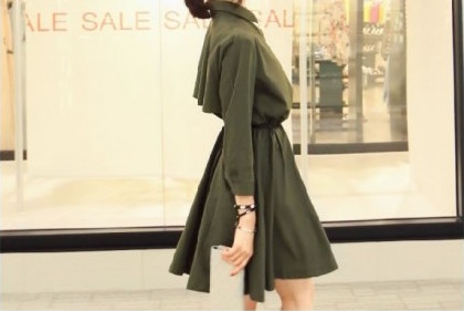 WD21377 Stylish Dress Army Green