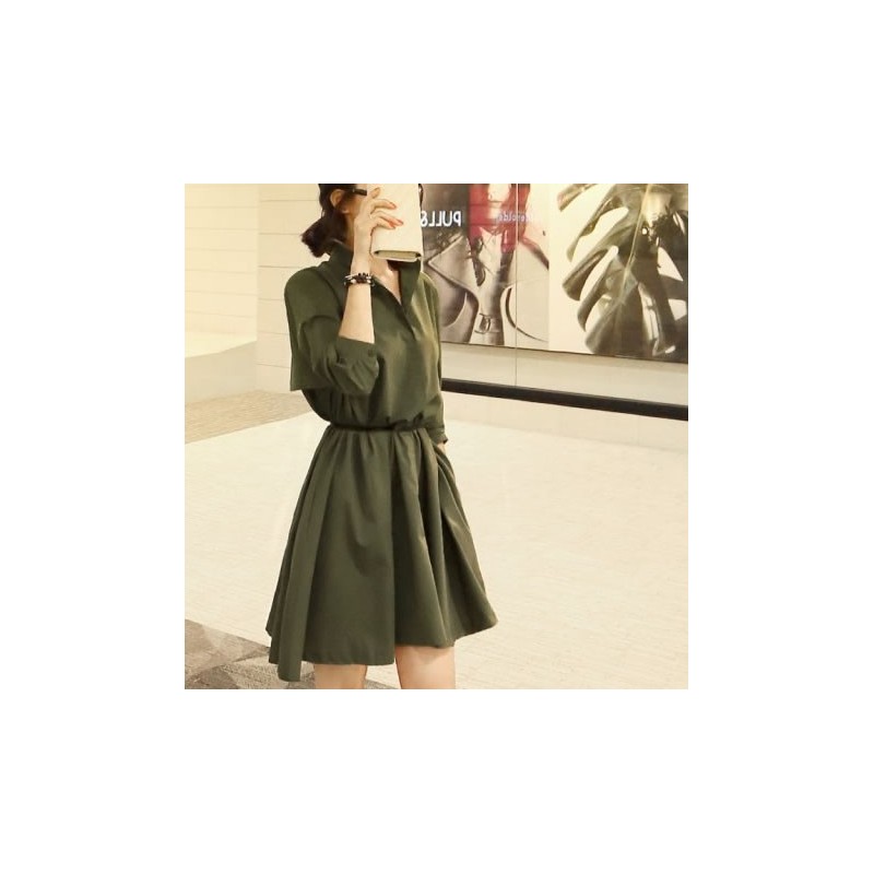 WD21377 Stylish Dress Army Green