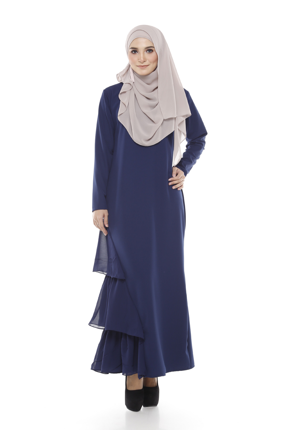SW4934 Chiffon Jubah Dark Blue