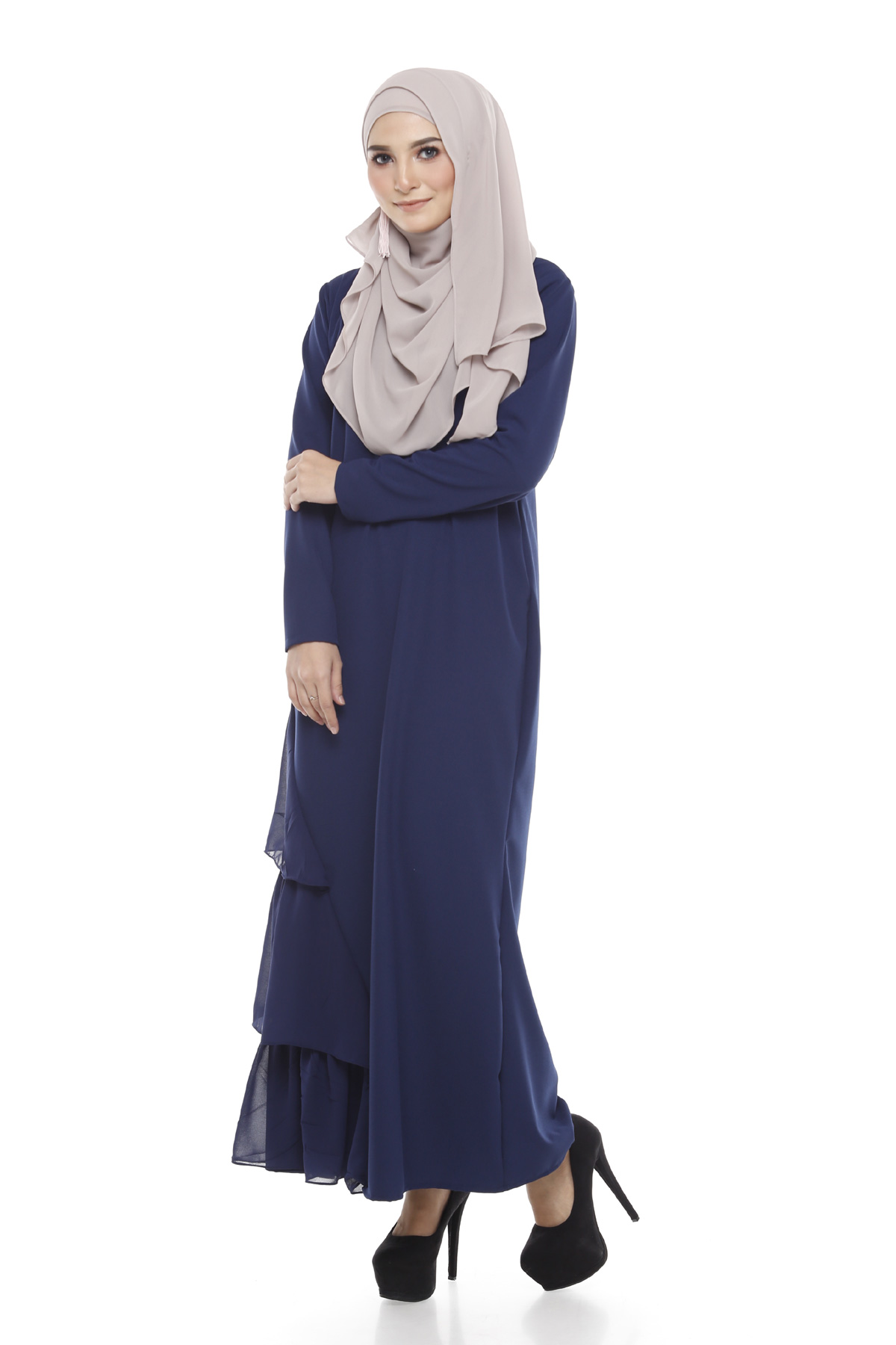 SW4934 Chiffon Jubah Dark Blue