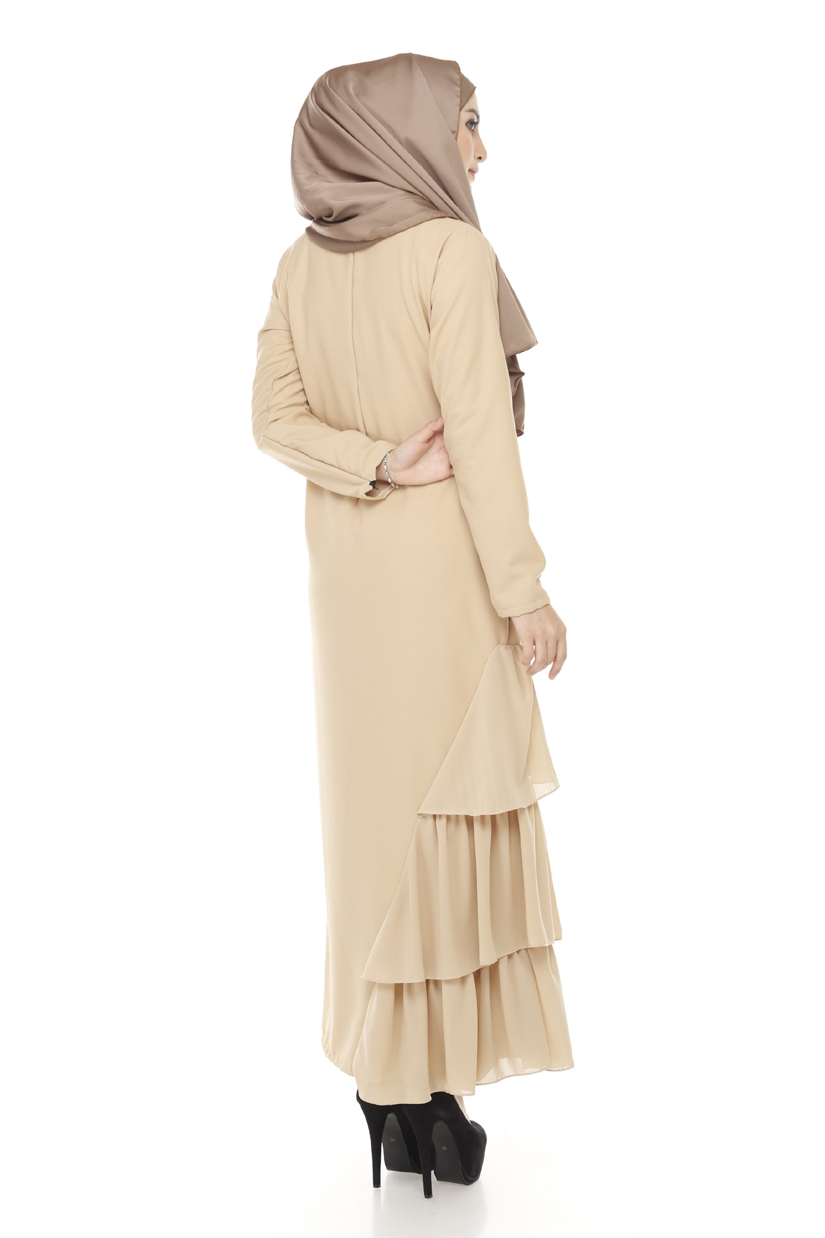 SW4934 Chiffon Jubah Dark Brown