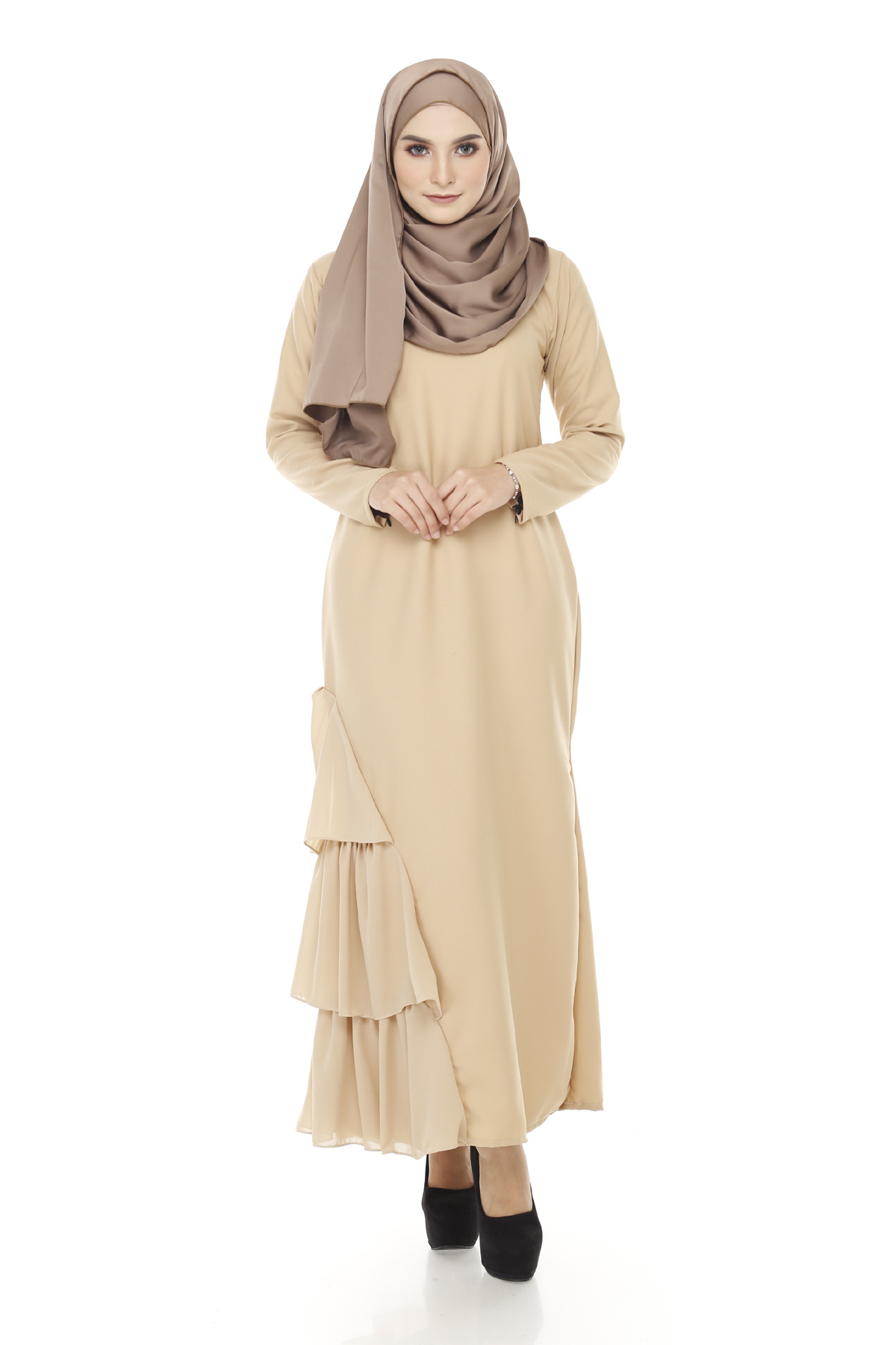 SW4934 Chiffon Jubah Dark Brown