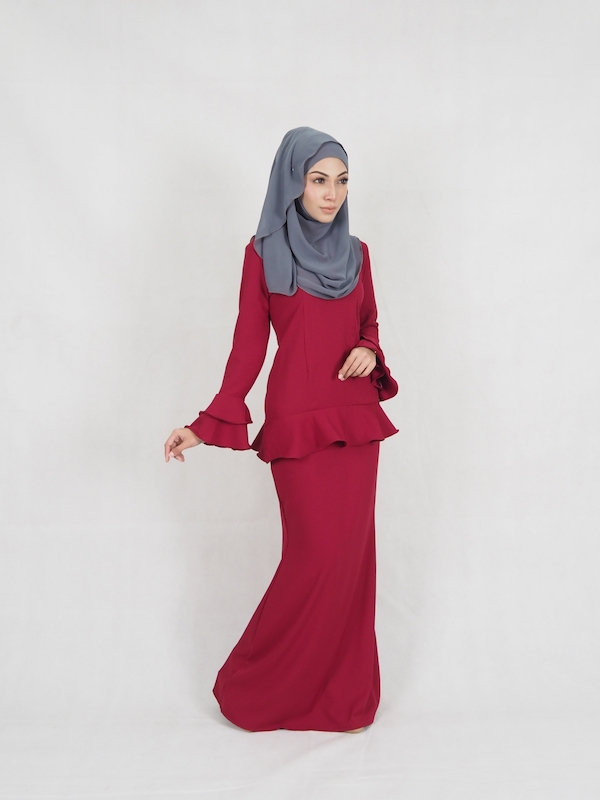 SW4937 Stylish Baju Kurung Maroon