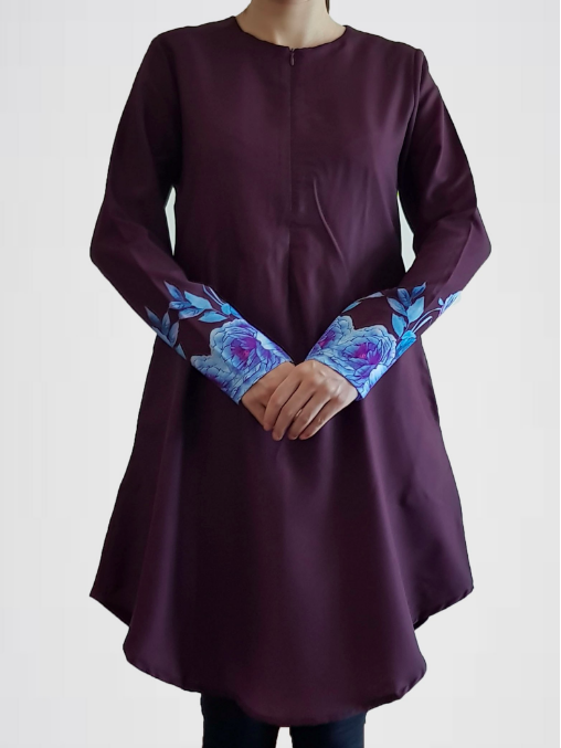 BM70873 Pretty Floral Top Maroon