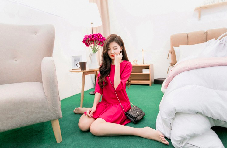 BM70875 Korea Fashion Dress Pink