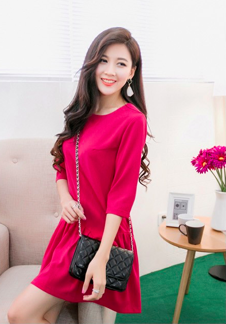 BM70875 Korea Fashion Dress Pink