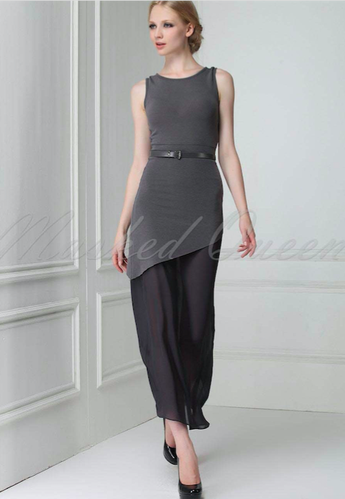 BM70919 Fashion Sleeveless Dress Grey