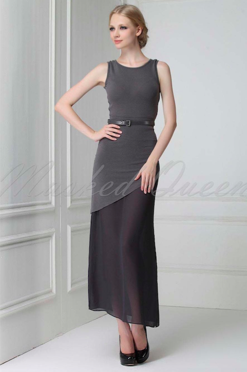 BM70919 Fashion Sleeveless Dress Grey