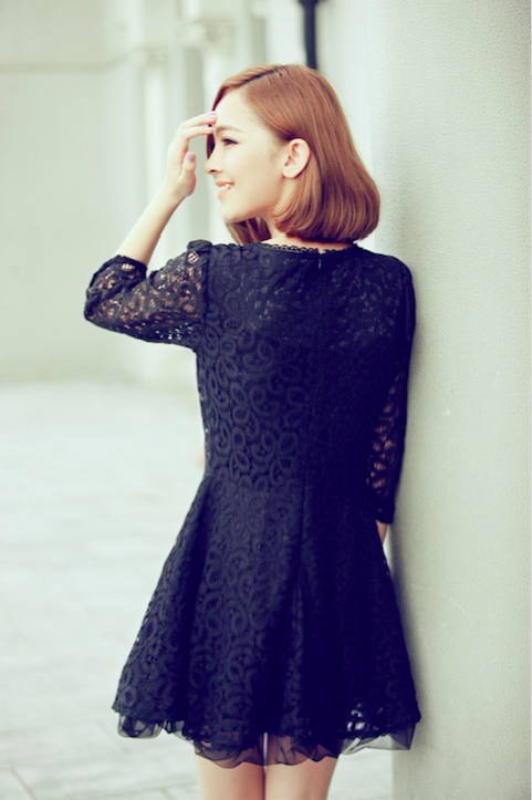 BM70937 Sweet Lace Dress Black