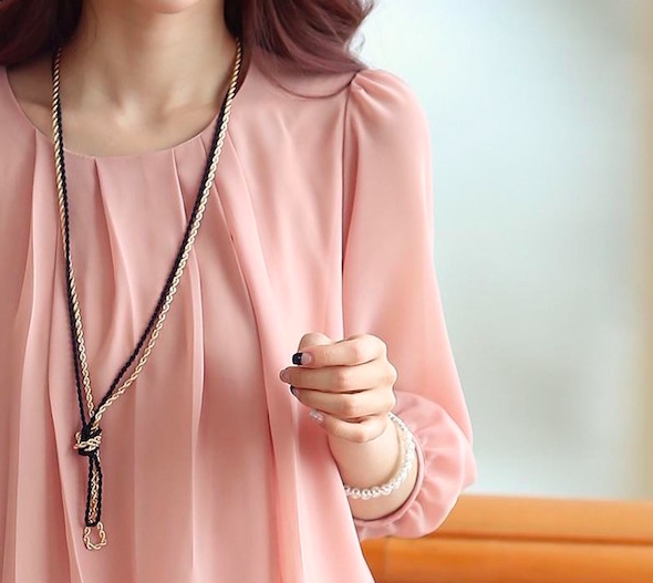 BM70946 Fashion Chiffon Top Pink