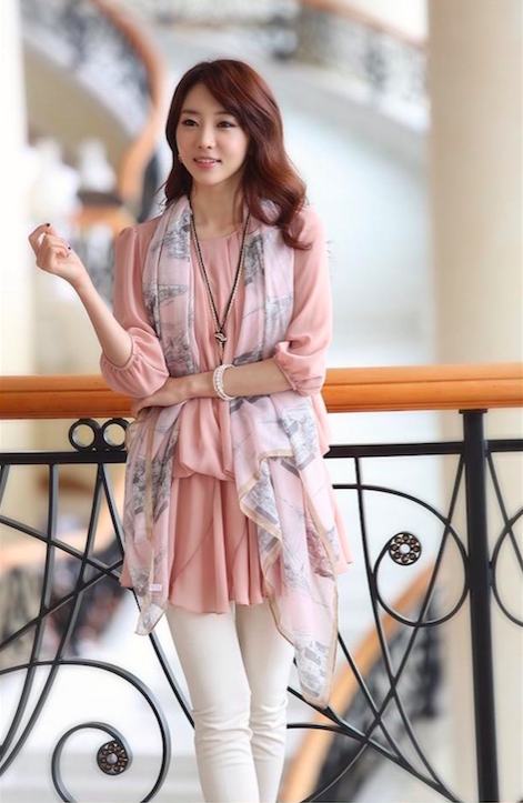 BM70946 Fashion Chiffon Top Pink