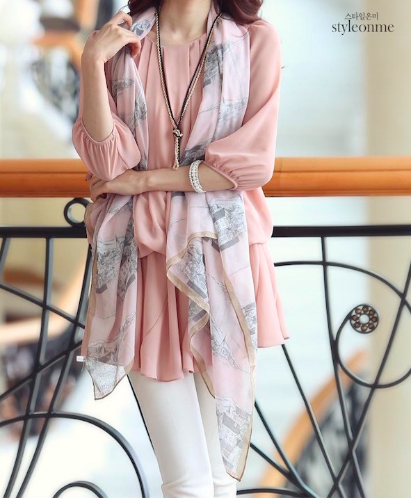 BM70946 Fashion Chiffon Top Pink