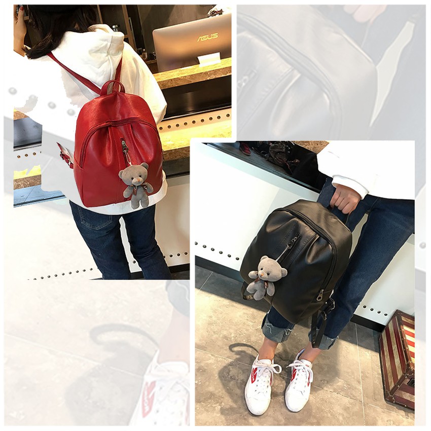 KW80277 Cute Bear Stylish Backpack Black