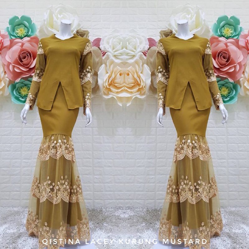 3000 Qistina Lacey Kurung Mustard
