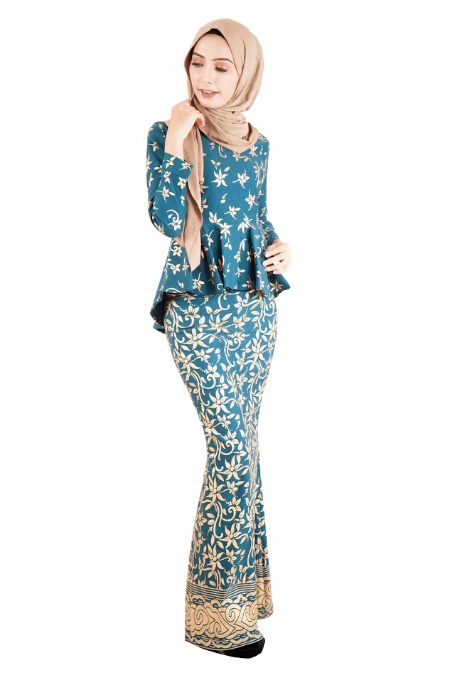 QA-389 Women Baju Kurung Songket Turquoise