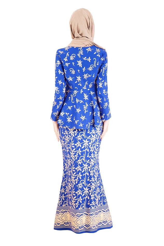 QA-389 Women Baju Kurung Songket Royal Blue